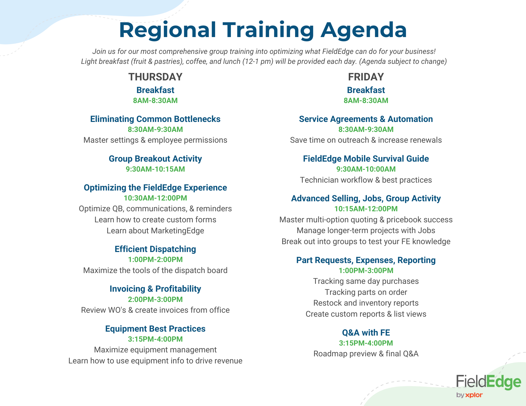 FieldEdge Training Options FieldEdge